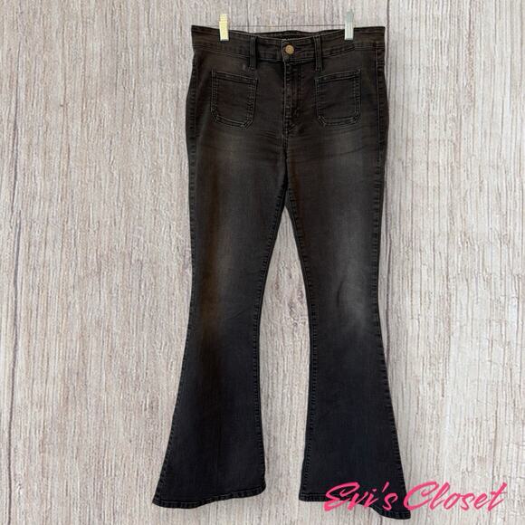 Guess Vintage Bell Bottom Flared Jeans Black Wash Denim Women's Size 30 Long - Picture 1 of 12